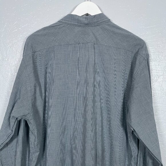 Billy Reid Men XXL Blue White Micro Plaid Button Front Shirt Cotton Preppy Italy - Picture 7 of 10
